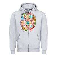 Heather Grey going to therapy is cool Zipper Hoodie - NancyCooperArtShop