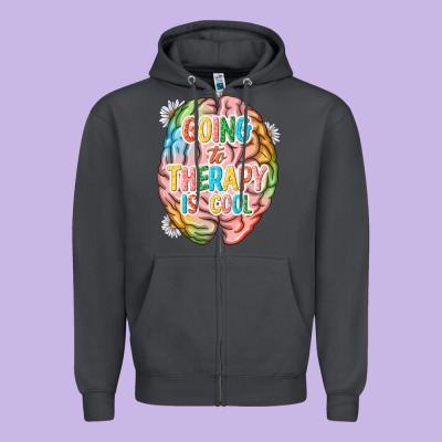 Going To Therapy Is Cool Zipper Hoodie Designed By Nancycooperartshop