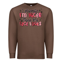 Chestnut i promise i'm nicer than my face looks Premium Sweatshirt - MaliasSmallBusiness