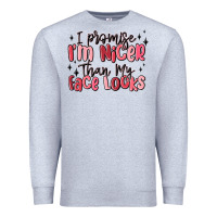 Heather Grey i promise i'm nicer than my face looks Premium Sweatshirt - MaliasSmallBusiness
