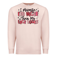 Pale Pink i promise i'm nicer than my face looks Premium Sweatshirt - MaliasSmallBusiness