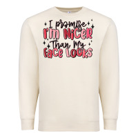 Sandshell i promise i'm nicer than my face looks Premium Sweatshirt - MaliasSmallBusiness