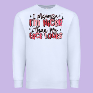 I Promise I'm Nicer Than My Face Looks Premium Sweatshirt Designed By Maliassmallbusiness