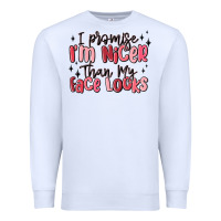 White i promise i'm nicer than my face looks Premium Sweatshirt - MaliasSmallBusiness