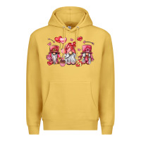 Antique Gold valentine's day gnomes Premium Hoodie - LillyAllenDesigns