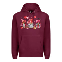 Burgundy valentine's day gnomes Premium Hoodie - LillyAllenDesigns