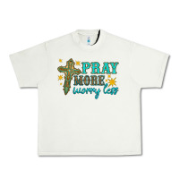 Pistachio pray more worry less Urban Heavy Tee - HRA Design Shop