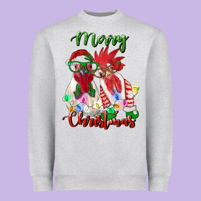 Christmas Roosters Heavyweight Sweatshirt Designed By Ranaportraitstore