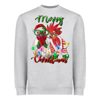 Heather Grey christmas roosters Heavyweight Sweatshirt - RanaPortraitStore