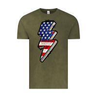 Vintage Olive American lightning bold 4th of july Vintage Tee - CowGirlArtShop