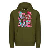 Army Green love with gnome Premium Hoodie - LillyAllenDesigns