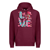 Burgundy love with gnome Premium Hoodie - LillyAllenDesigns