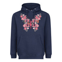 Navy floral butterfly Heavyweight Hoodie - MaliasSmallBusiness