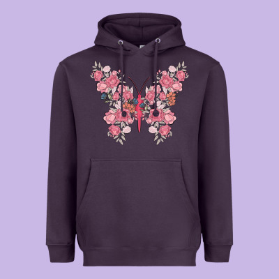 Floral Butterfly Heavyweight Hoodie Designed By Maliassmallbusiness