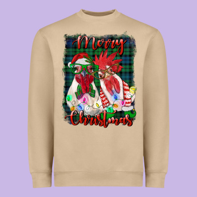 Christmas Roosters With Background Heavyweight Sweatshirt Designed By Ranaportraitstore