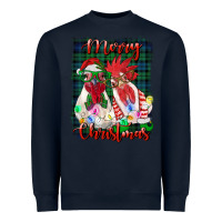 Navy christmas roosters with background Heavyweight Sweatshirt - RanaPortraitStore