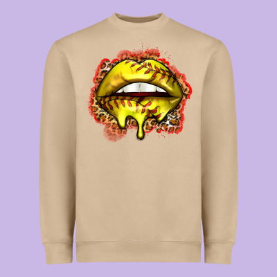 Softball Lips Heavyweight Sweatshirt Designed By Zillion Design Studio