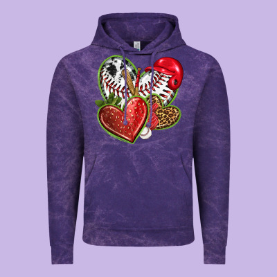 Baseball With Strawberry Hearts Vintage Hoodie Designed By Texasbilliewilder