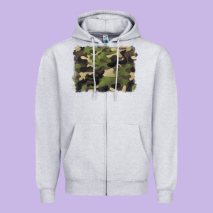 Camouflage Background Zipper Hoodie Designed By Barkaloodesign