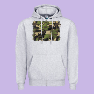 Camouflage Background Zipper Hoodie Designed By Barkaloodesign