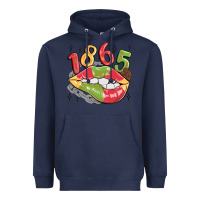 Navy 1865 juneteenth lips Heavyweight Hoodie - MaliasSmallBusiness