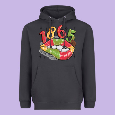 1865 Juneteenth Lips Heavyweight Hoodie Designed By Maliassmallbusiness