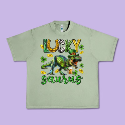 Lucky Saurus St.patricks Day Urban Heavy Tee Designed By Neo Western