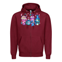 Burgundy stitch coffee Zipper Hoodie - Jasminsmagicworld