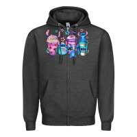 Charcoal Heather stitch coffee Zipper Hoodie - Jasminsmagicworld