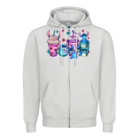 Dove Grey stitch coffee Zipper Hoodie - Jasminsmagicworld