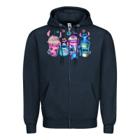 Navy stitch coffee Zipper Hoodie - Jasminsmagicworld
