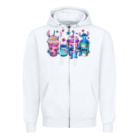 White stitch coffee Zipper Hoodie - Jasminsmagicworld