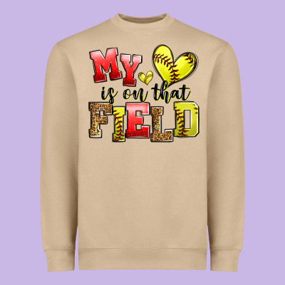 My Heart Is On That Field Softball Heavyweight Sweatshirt Designed By Zillion Design Studio