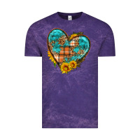 Cloud Purple fall pattern heart with sunflower Vintage Tee - HRA Design Shop