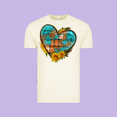 Fall Pattern Heart With Sunflower Vintage Tee Designed By Hra Design Shop