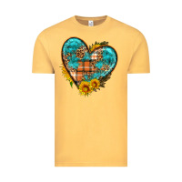 Vintage Mustard fall pattern heart with sunflower Vintage Tee - HRA Design Shop