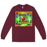 Burgundy spooky teacher Long Sleeve Tee - BundleAndBundleShop