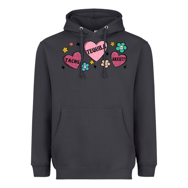 Tacos Tequila Anxiety Heavyweight Hoodie by MaliasSmallBusiness | Teevron