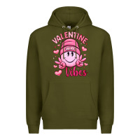 Army Green valentine vibes Premium Hoodie - LillyAllenDesigns