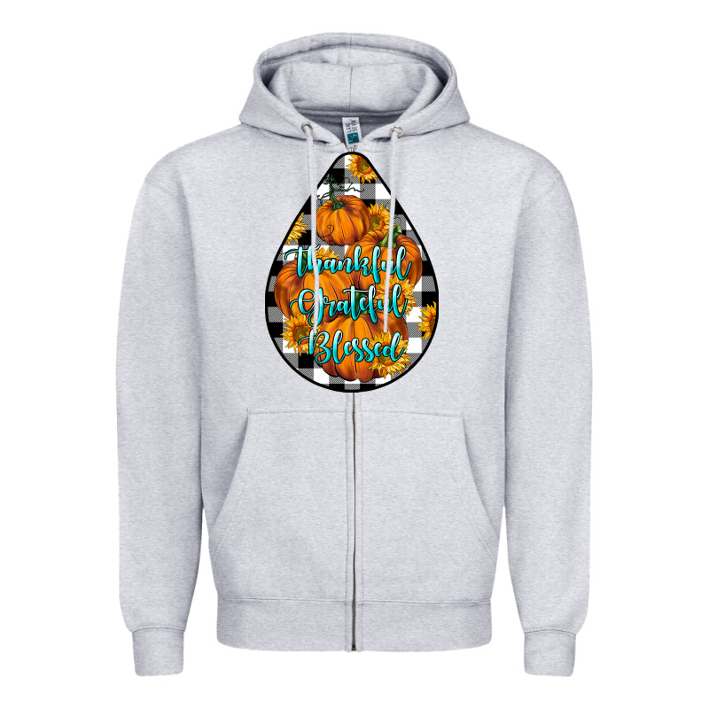 Thankful Grateful Blessed Zipper Hoodie by LillyAllenDesigns | Teevron