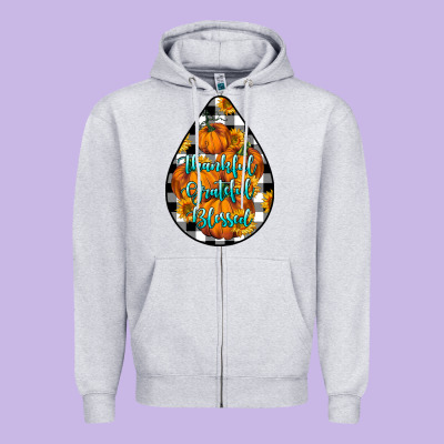 Thankful Grateful Blessed Zipper Hoodie Designed By Lillyallendesigns