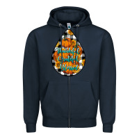 Navy Thankful Grateful Blessed Zipper Hoodie - LillyAllenDesigns