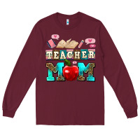 Burgundy teacher mom Long Sleeve Tee - AdoDesignShop