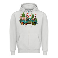 Dove Grey christmas farm animals truck Zipper Hoodie - Jasminsmagicworld