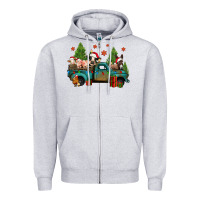 Christmas Farm Animals Truck Zipper Hoodie | Teevron