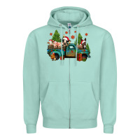 Seafoam christmas farm animals truck Zipper Hoodie - Jasminsmagicworld