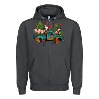 Smoke christmas farm animals truck Zipper Hoodie - Jasminsmagicworld