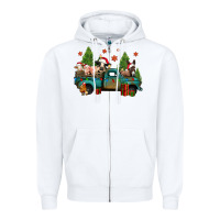 White christmas farm animals truck Zipper Hoodie - Jasminsmagicworld