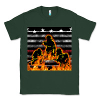 Sports Green american firefighters seamless pattern Classic Tee - BundleAndBundleShop