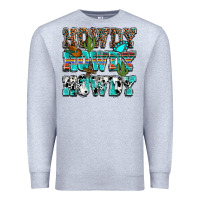 Heather Grey western howdy howdy howdy Premium Sweatshirt - NancyCooperArtShop